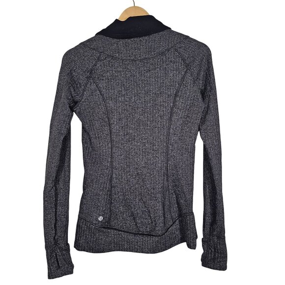 Lululemon Think Fast Pullover Herringbone Quater Zip Heathered Black Women's 6 - Picture 6 of 16